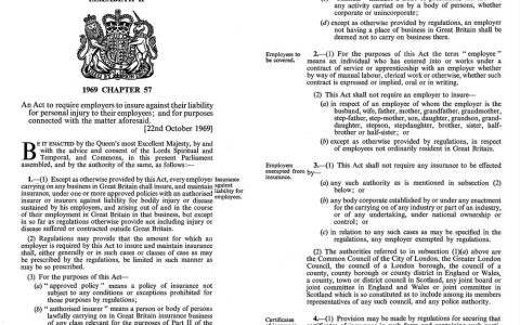 1030 | 英国实施《雇主责任强制保险法》