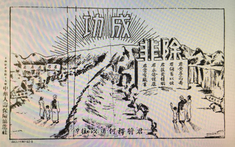 民国时保险插画：君将择何道以往