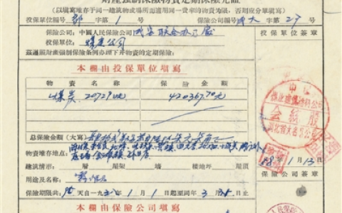 0329 | 老保单：1958年财产强制保险凭证